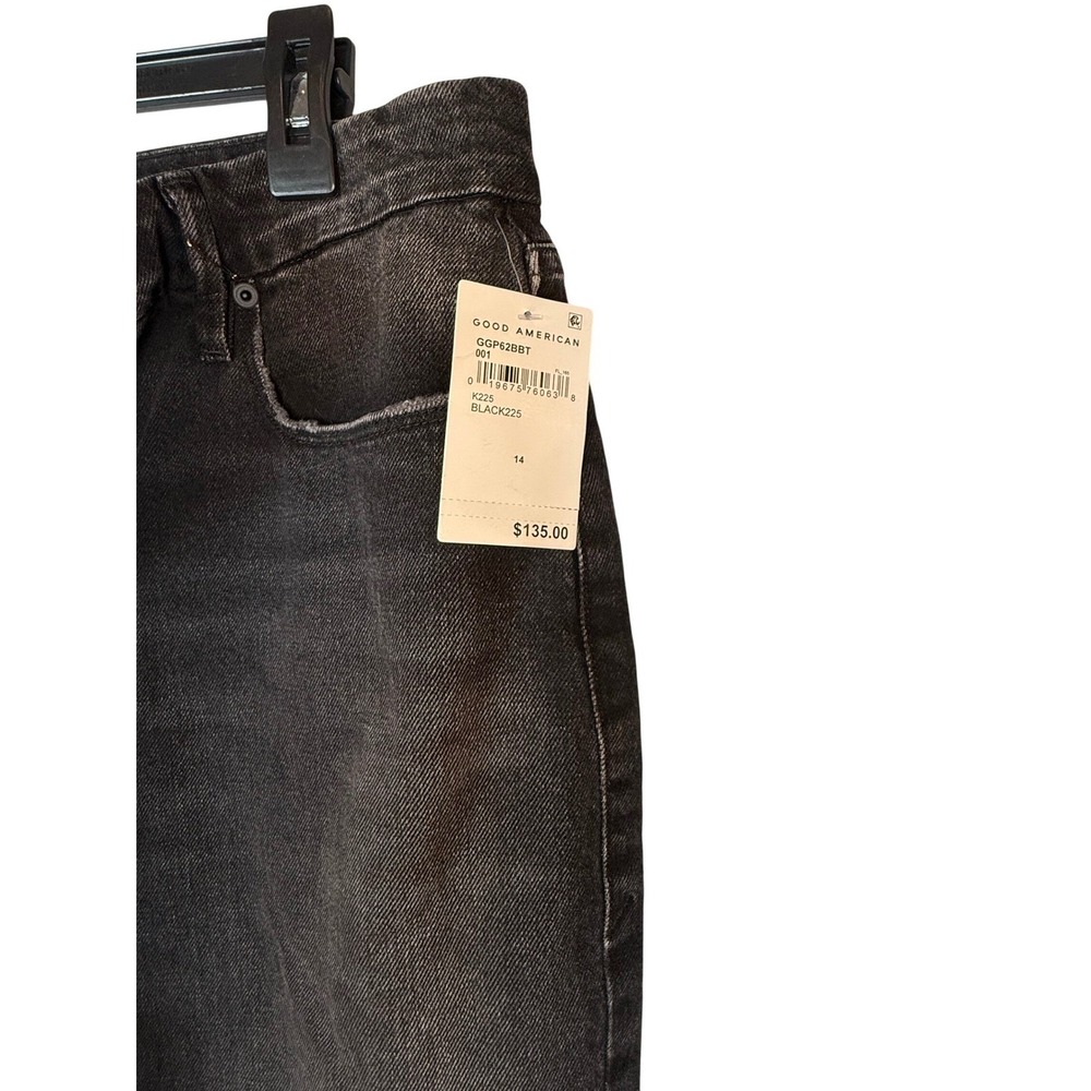 NWT GOOD AMERICAN Girlfriend Jeans, High Rise, Straight, Black Wash, Size 13/31 - Picture 9 of 12